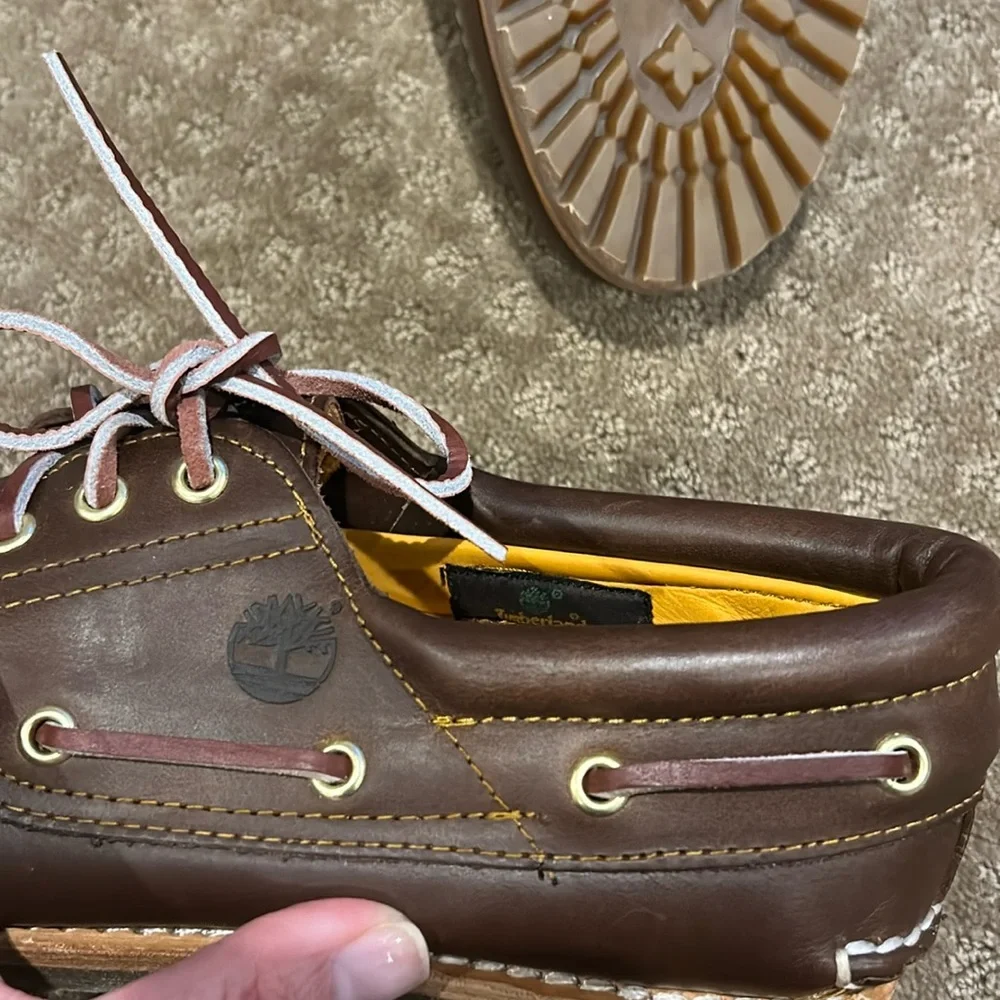 NWOT Timberland Handsewn Leather Boat Shoe Brown Full Grain Size 9W